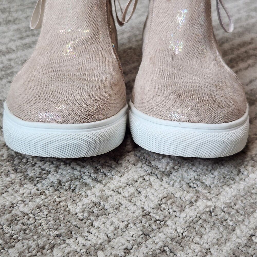 Steve Madden girls Adaptive Reggie iridescent beige wedge sneakers size 3 youth - Picture 4 of 12